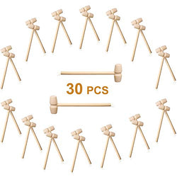 30 Pcs Mini Wooden Hammer for Chocolate, Seafood Parties, Jewelry Making, Leather Crafts, Easter Eggs Hammer and Other Mini Mallet