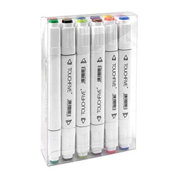 Merdia Markers Artist Dual Tips Alcohol Based Drawing Sketch Marker Pens Broad Fine Professional Marker Set Coloring Highlighting with Black Bag (12 Colors)