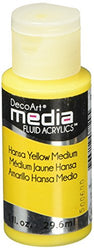 Deco Art Media Fluid Acrylic Paint, 1-Ounce, Hansa Yellow Medium