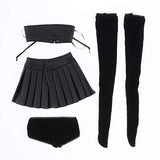 Prettyia 4pcs Fashion Princess PU Tube Top Dress Suit Black for 1/3 BJD Supia Doll DIY Accessories
