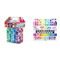 Tulip One-Step Tie-Dye Kit Extra Large Block Party 16 oz Easy Squeeze Bottles, All-in-1 Kit for Group Activity Tie-Dye, 6, Vibrant Colors & 15-Color Party Kit, Standard, Rainbow