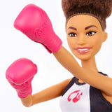 Barbie Boxer Brunette Doll with Boxing Outfit Featuring Short Top with Barbie Graphic, Metallic Boxing Shorts and Pink Boxing Gloves, for Ages 3 and Up 
