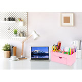 WWXICLG Desk Organizer, Desktop Organizer with Pen Holder, Pencil Holder for Desk, Pencil Cup, Office Supplies Desk Organizer and Accessories, 8 Compartments (pink)