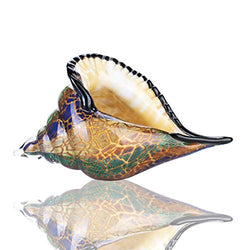 Glass Conch, Hand Blown Seashell Art Glass Figurine, Crystal Glass Paperweight, Home Decor Collectible Statue