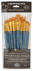 ROYAL BRUSH Manufacturing Royal and Langnickel Zip N' Close 12-Piece Brush Set, Medium Gold Taklon
