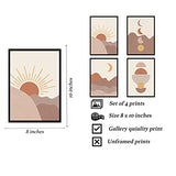Modern Sun and Moon Geometric Wall Art -4 Piece (8X10in) UNFRAMED Prints, Aesthetic Posters for Home, Bedroom, Dorm, and Office Décor, Minimalistic Pictures Boho Wall Décor