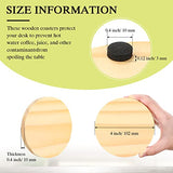 4 inch Unfinished Round Wood Coasters Blank Wood for DIY Crafts Coasters  with Non Slip Foam Dot (24)