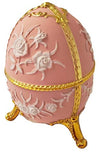 Pink Floral Egg Shaped Musical Jewelry Box playing Ode To Joy