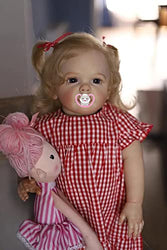 Wamdoll 28 inches 70CM Lifelike Huge Baby Size Rooted Blond Curly Hair Soft Touch Silicone Vinyl Reborn Baby Dolls Realistic Newborn PrincessToddler Girl Dolls That Look Real and Feel Real