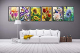 SIIYIX 6 Sets 5d Diamond Painting by Numbers Diamond Art Dotz Flower Kits Full Drill for Adult Kids Housewarming Gifts Floral Birds for Home Wall Decor, 12×16 INCH (A Pack of 6 Sets)