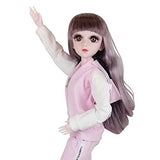 EVA BJD 1/3 SD Doll 22 inch Ball Jointed Dolls with Sportswear Hair Shoes and Makeup Pink Fitness Girl Doll