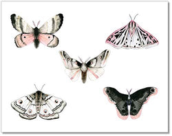 Butterfly Wall Art - Pink & Black Butterflies Decor - Watercolor Art Print - 11x14 – Unframed