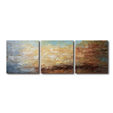 Abstract Wall Art 100% Hand Painted Modern Oil Painting on Canvas Large Framed Blue and Brown 3 Piece Artwork Ready to Hang for Living Room Bedroom Office Home Decoration 20x60inches