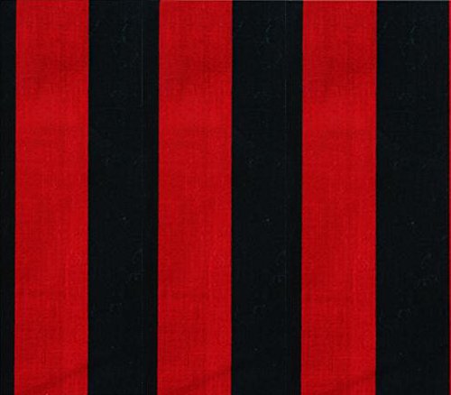 Polycotton Fabric Printed MEDIUM STRIPES RED BLACK / 60" Wide / Sold by the Yard