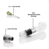 Kopperko 10 Pack Borosilicate Glass Luer Lock Syringe - 1ml Capacity Reusable, Heat Resistant Tube for Labs - Use for Thick Liquids, Glue, Lab, Ink - with Bonus 14GA Blunt Tip Non-Hypodermic Needles