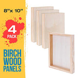 U.S. Art Supply 8" x 10" Birch Wood Paint Pouring Panel Boards, Gallery 1-1/2" Deep Cradle (Pack of 4) - Artist Depth Wooden Wall Canvases - Painting Mixed-Media Craft, Acrylic, Oil, Encaustic