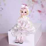 Aongneer BJD Dolls 1/6 SD Doll 12 Inch 28 Ball Joint Doll Fairy Dolls DIY Toy Gift Rotatable Joints Lifelike with Brown Wig Pink Dress Nice Shoes Beautiful Makeup Gift for Girl Birthday-White Angel