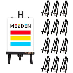 MEEDEN Basic Tabletop Easel, 16'' A-Frame Instant Easel, Pack of 12 Black Tripod Display Stand, Pine Wood Desktop Easel for Artist, Adults Painting Classroom/Parties, Hold Canvas Art Up to 14'' High