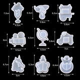 FineInno 9Pcs Quicksand Resin Casting Molds,Resin Art Shaker Mold, Crystal Silicone Hollow Mold Epoxy Pendant Molds Ice Cream, Unicorn, Wings (9Pcs Resin Casting Molds)