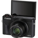 Canon PowerShot G7 X Mark III Digital Camera (Black) (3637C001) + 64GB Memory Card + NB13L Battery + Corel Photo Software + Charger + Card Reader + Soft Bag + Flex Tripod + More (Renewed)