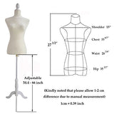 Bonnlo Female Dress Form Pinnable Mannequin Body Torso with Wooden Tripod Base Stand (White, 6)