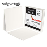 Academy Art Supply 6x6 Canvas Panel Super Value Pack of 12 Blank Artist Quality Acid Free White Canvas Panel Boards
