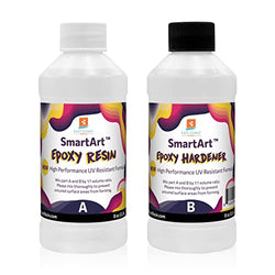 SmartArt Epoxy Resin 16 oz Kit | Easy to Use, Crystal Clear, Super Glossy, Durable, UV Resistant | for Arts & Crafts, Jewelry, Tabletops, Casting Molds, DIY - (8 oz + 8 oz)