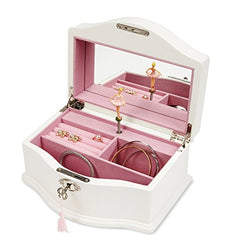 JewelKeeper Girls Wooden Musical Jewelry Box with Lock and Key, Classic Design with Ballerina and