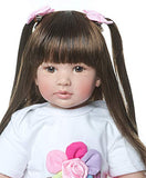 Pinky 24 inch 61cm Lovely Reborn Baby Girl Dolls Toddler Realistic Looking Life Like Baby Doll Vinyl Silicone Long Hair Babies Toy Gift