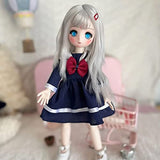 Anime Style Design BJD Dolls 1/6 SD Dolls 11.8 Inch Pretty Ball Jointed Doll with Full Set Including Wig Hair, Makeup, Eyes, Clothes, Shoes, Best Christmas Birthday Gift for Girls Kids (Wanzi)