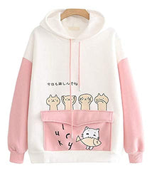 CRB Fashion Cosplay Anime Bunny Emo Girls Cat Bear Ears Emo Bear Top Shirt Pullover Sweater Hoodie (Pink Cat #9)