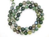 Malahill Gemstone Beads for Jewelry Making, Sold per Bag 5 Strands Inside (Moss Agate, 8mm)