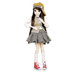 EVA BJD Doll 1/3 Ball Mechanical Jointed Doll with Full Set of Clothes Coat Shoes Hair Socks Pants Accessories,Height 1.9ft 23in (Blanche)