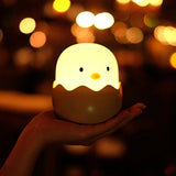 APUPPY Cute Creative Egg Shell Night Light, Rechargeable Egg Shell Chick Shape Top Control Lamp for