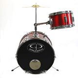 GP Percussion GP50RD Complete Junior Drum Set (Red, 3-Piece Set)