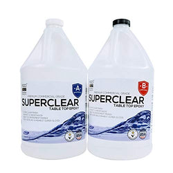 SUPERCLEAR EPOXY Resin Crystal Clear 2 Gallon Resin Kit for Casting Resin, Art Resin, Mica Powder, Alcohol Ink, Pigment Powder, River Tables, Live Edge Tables, BAR Tops, COUNTERTOP EPOXY, 1:1 Ratio