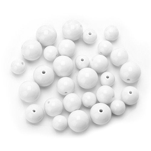 Darice 1999-6104 Faceted Round Acrylic Beads, 10 12 14mm, White