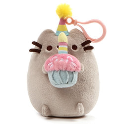 GUND Pusheen Snackable Birthday Cupcake Cat Plush Stuffed Animal Backpack Clip, Gray, 5"