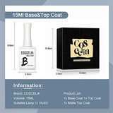 Matte Gel Top and Base Coat for Gel Nail Polish,3pcs No Wipe Gel Top Coat and Base Coat Set Long Lasting Gloss Shiny and Matte Effects for Home DIY,15ml Each Bottle