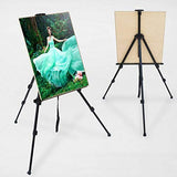Easel Telescoping Tripod Display Stand-Adjustable 21" to 66" Height-Black Aluminum Alloy with Portable Bag-Designed for Floor and Table-top Displaying or Canvas Painting - by OPN MINDD