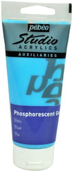 Pebeo Studio Acrylics Auxiliaries 100ml Phosphorescent Gel, Blue Tube