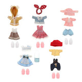 #N/A 5pcs Dollhouse Modern Family Outfits Miniature 1:12 Scale 16cm Dolls Clothing Set with Shoes