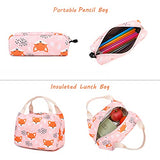 Girls Backpacks, Fox Backpack for Girls, Kids Fox School Bookbag Set with Lunch Box and Pencil Case