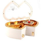 Musical Jewelry Box,Ballerina Music Box Double Heart Ballerina Musical Jewelry Box, DIY Music Box Storage Case for Little Girls (White)