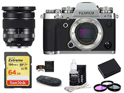 FUJIFILM X-T3 Mirrorless Digital Camera Body with XF 16-80mm f/4 R OIS WR Lens Bundle, Includes: SanDisk 64GB Extreme SDXC Memory Card, Card Reader, Memory Card Wallet + More (8 Items) (Silver)