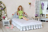 Miniature Dollhouse Bed 1:6 Scale Furniture With Flowers Coverlet. Soft Mattress