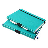 Dotted Journal Bullet Notebook with Pen Holder, 5.25 x 8.25 inch, Leather Cover, 100 gsm Premium Paper (SkyBlue, Dot Grid)