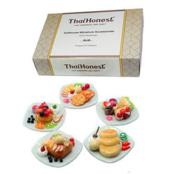 ThaiHonest 5 Dollhouse Miniatures Pancake & Waffle Food Supply Handcrafted ,Tiny Food