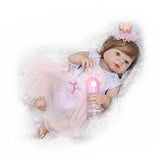 iCradle Realistic Lifelike 23 Inch 57cm Soft Silicone Reborn Baby Beautiful Girl Doll Toddler Full Body Vinyl Newborn Dolls Anatomically Correct