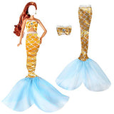 11.5 Inch Doll Clothes - Fashion Barbi Doll Clothes Dresses for Girls - 11 Pcs Dolls Swimsuit Mermaid Barbi Clothes and Accessories with Mermaid Tail Bikini Top Swimwear for 11.5 Inch Dolls Girl Gifts
